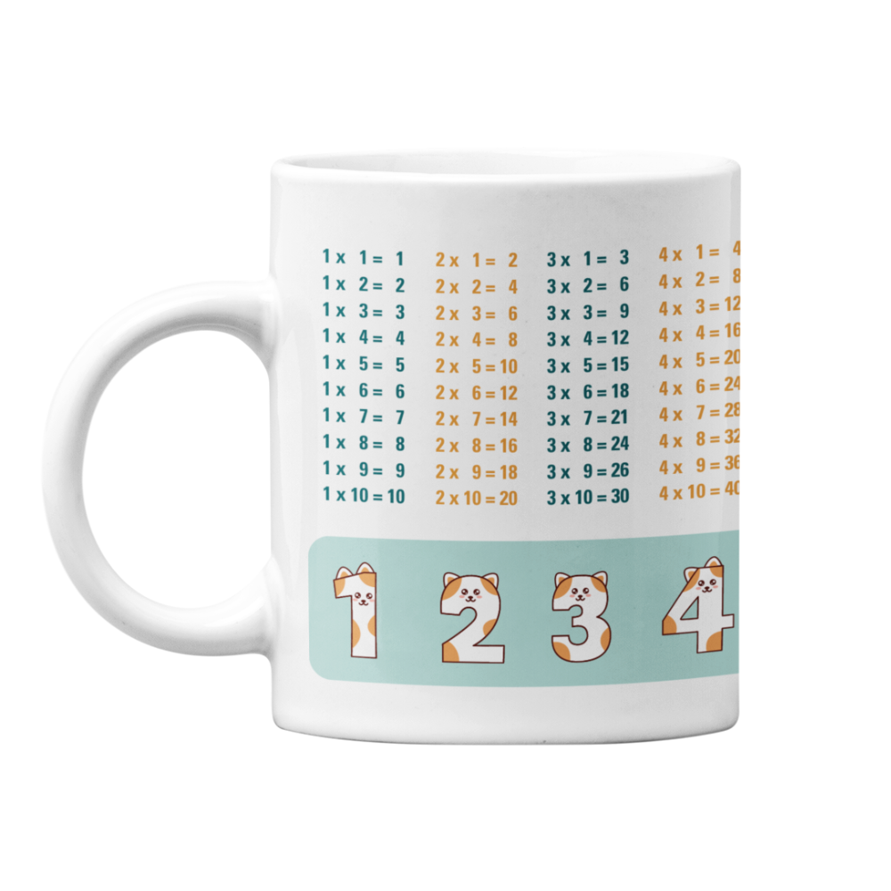 Lerntasse Mathe 1x1 Katzen Zahlen Tasse Lernhilfe Schulkind Junge Mädchen