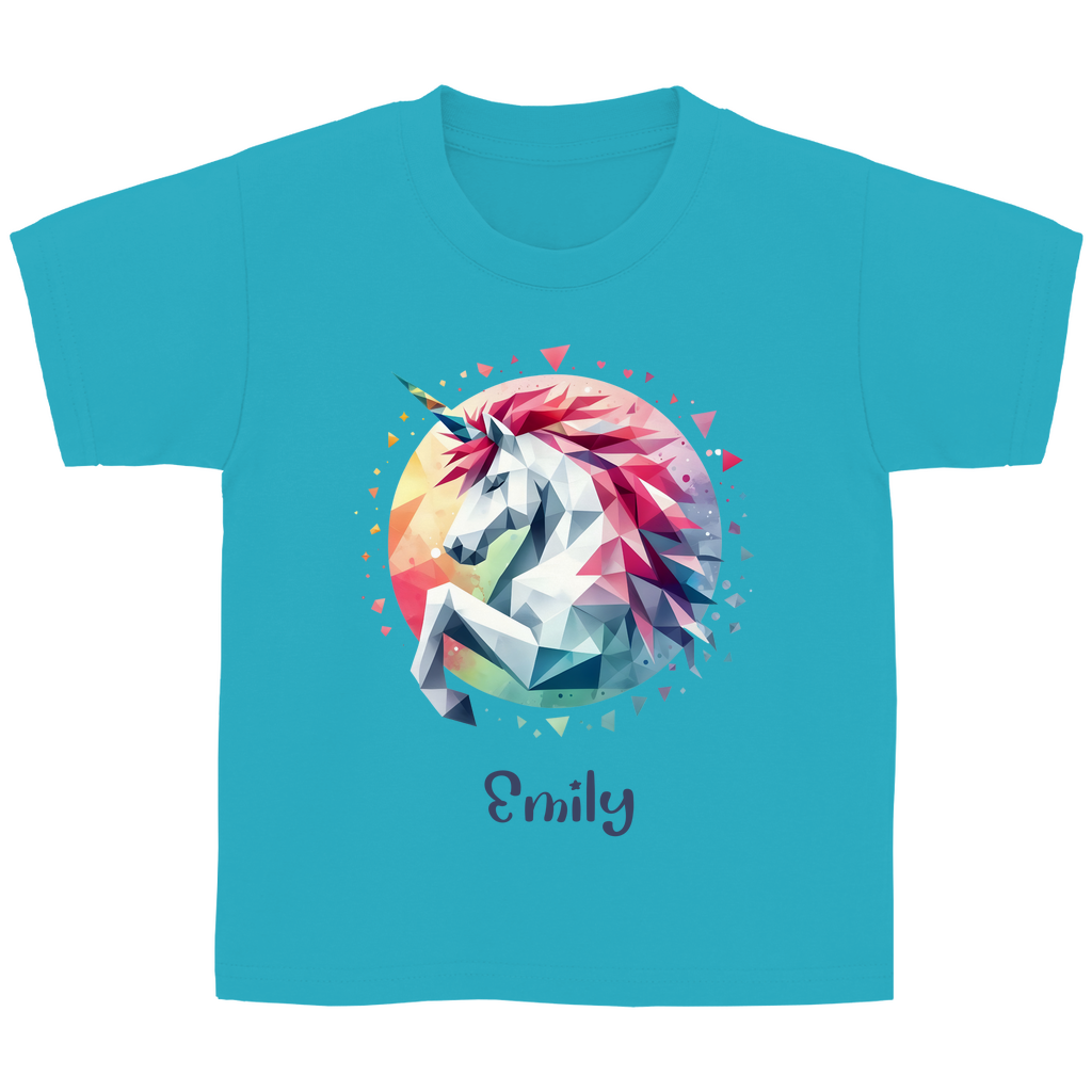 Kinder Basic T-Shirt Einhorn personalisiert mit Wunschname Geschenk Geburtstag