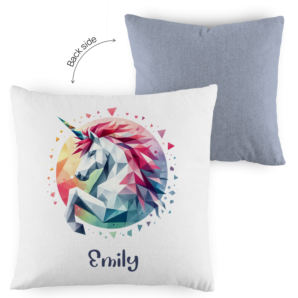 Kopfkissen Einhorn personalisiert mit Wunschname 40x40 cm mit Füllung zweifarbig