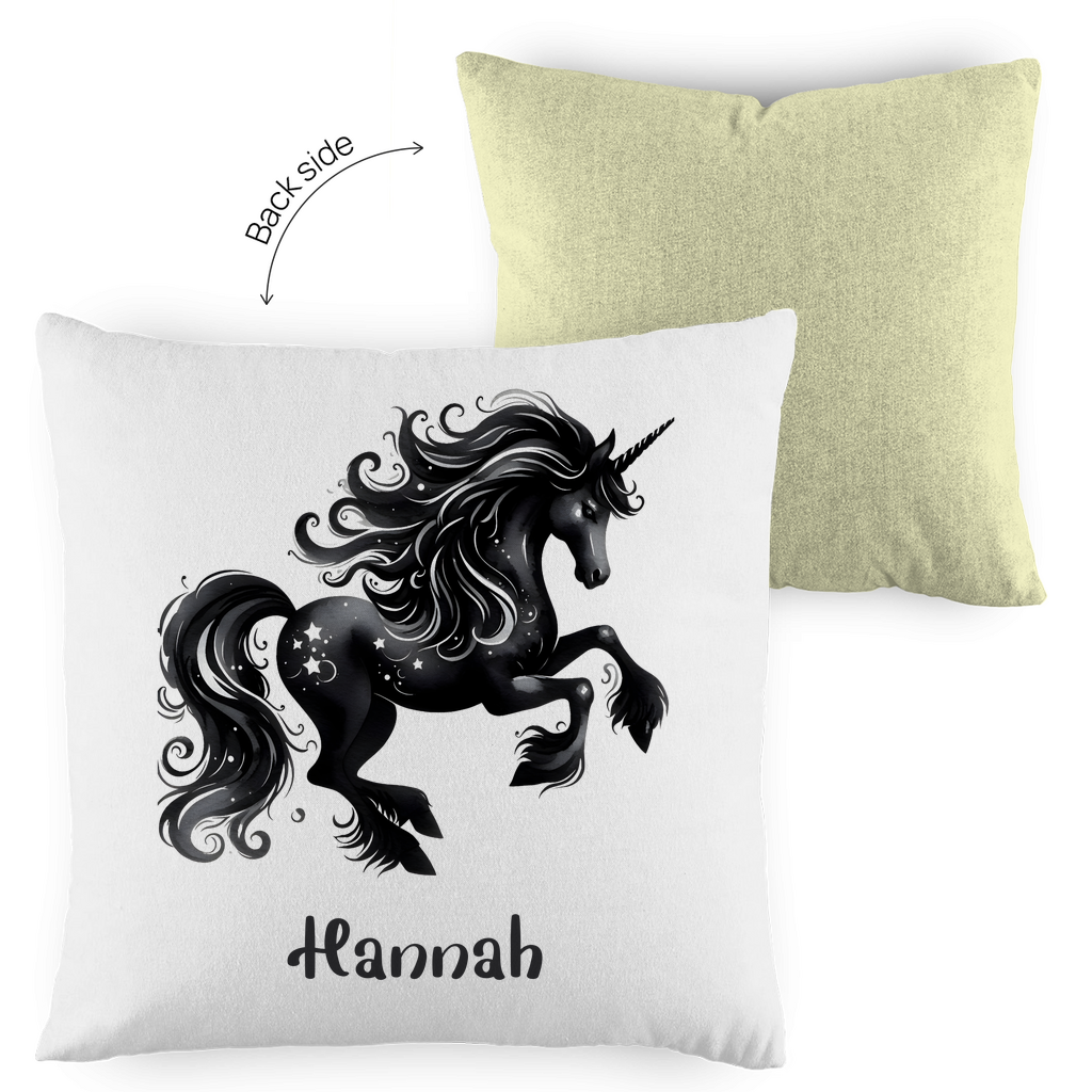 Kopfkissen Einhorn personalisiert mit Wunschname 40x40 cm mit Füllung zweifarbig