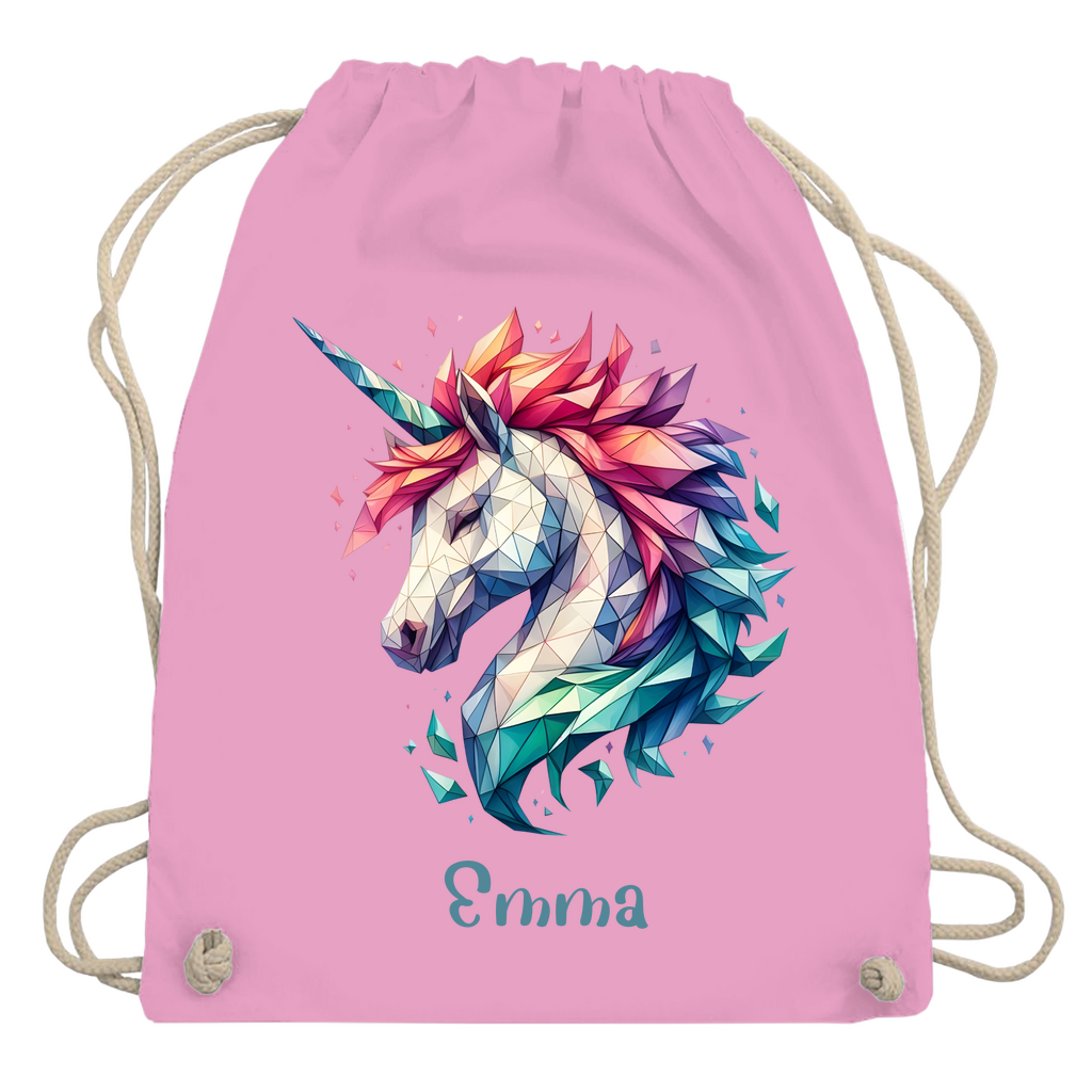 Turnbeutel Einhorn personalisiert mit Wunschname Geschenk Geburtstag