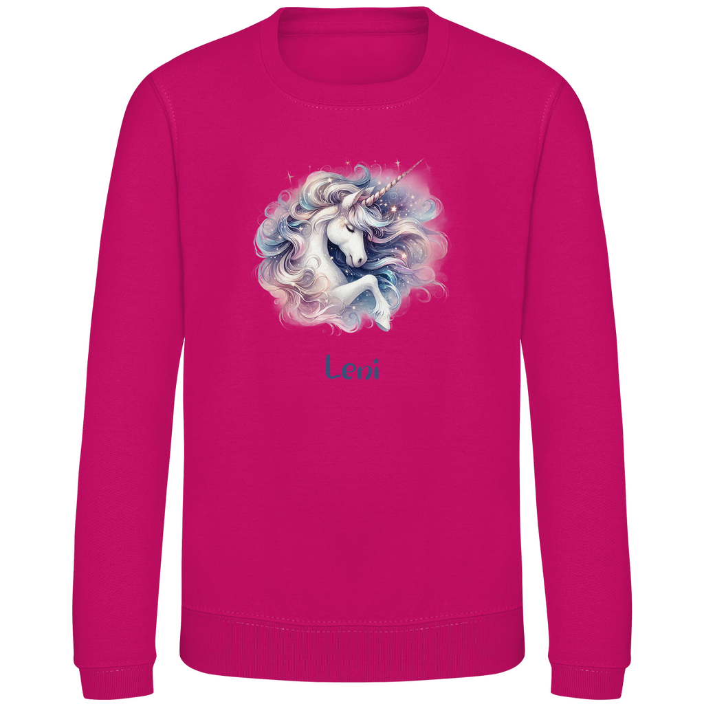 Kinder Sweatshirt Einhorn personalisiert mit Wunschname Geschenk Geburtstag