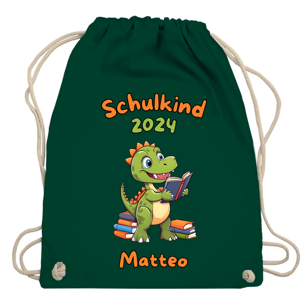 Sportbeutel Schule personalisiert Dinosaurier Junge Turnbeutel 37x46 cm