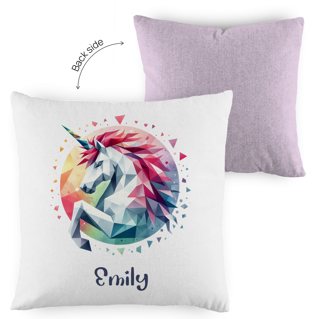 Kopfkissen Einhorn personalisiert mit Wunschname 40x40 cm mit Füllung zweifarbig