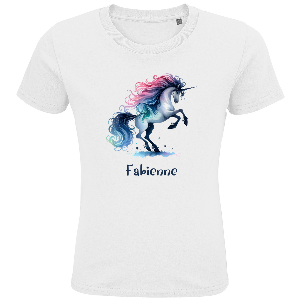 Kids Premium Bio T-Shirt Einhorn personalisiert mit Wunschname Geschenk Geburtstag