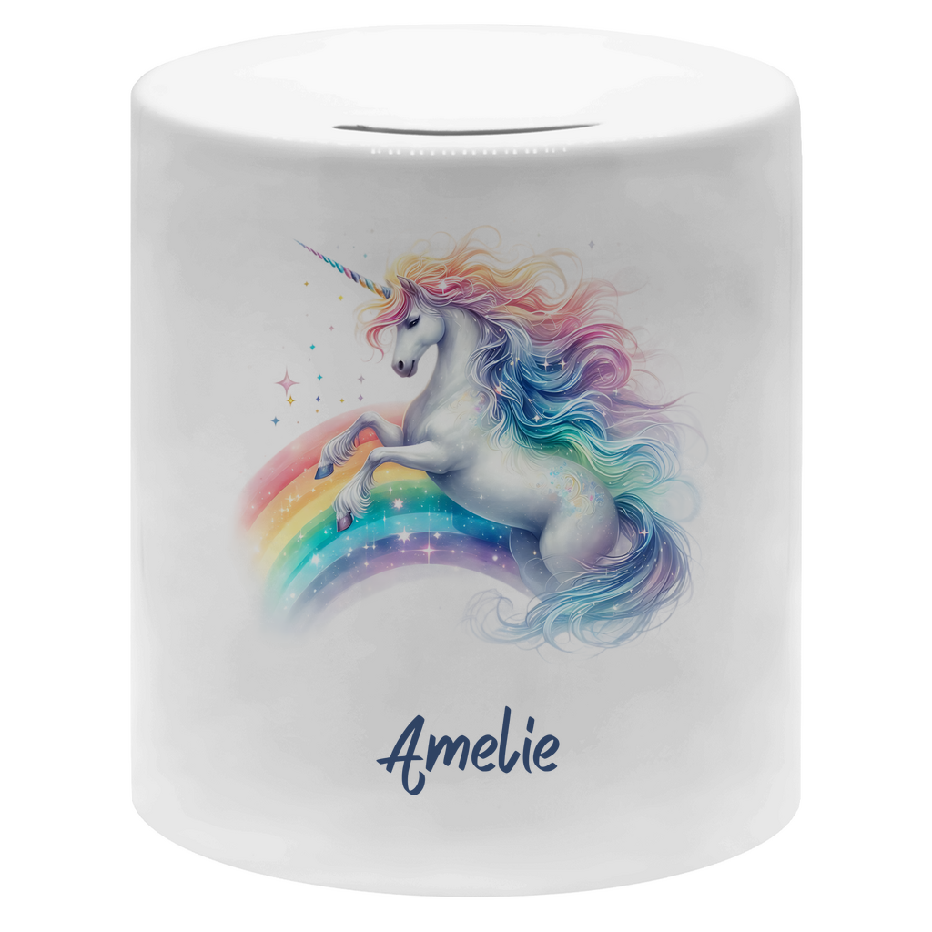 Spardose für Kinder Einhorn personalisiert mit Wunschname Geschenk Geburtstag