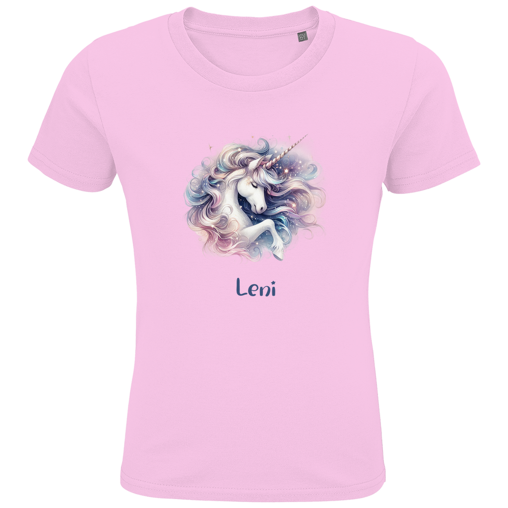 Kids Premium Bio T-Shirt Einhorn personalisiert mit Wunschname Geschenk Geburtstag