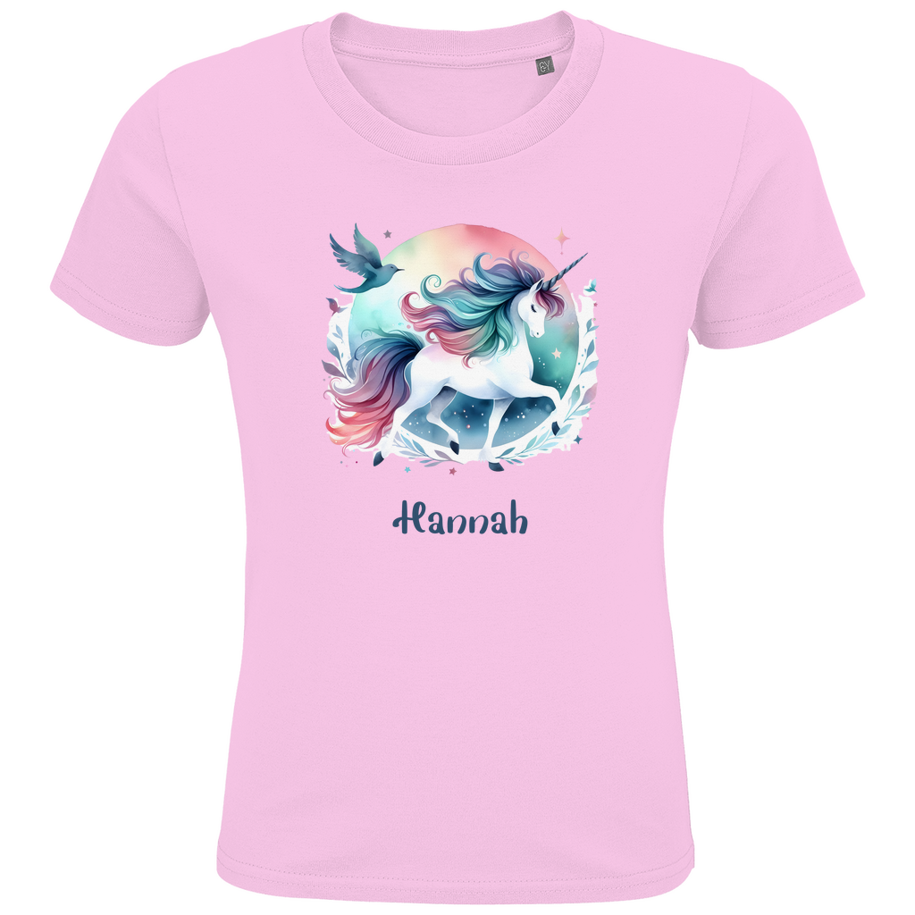 Kids Premium Bio T-Shirt Einhorn personalisiert mit Wunschname Geschenk Geburtstag
