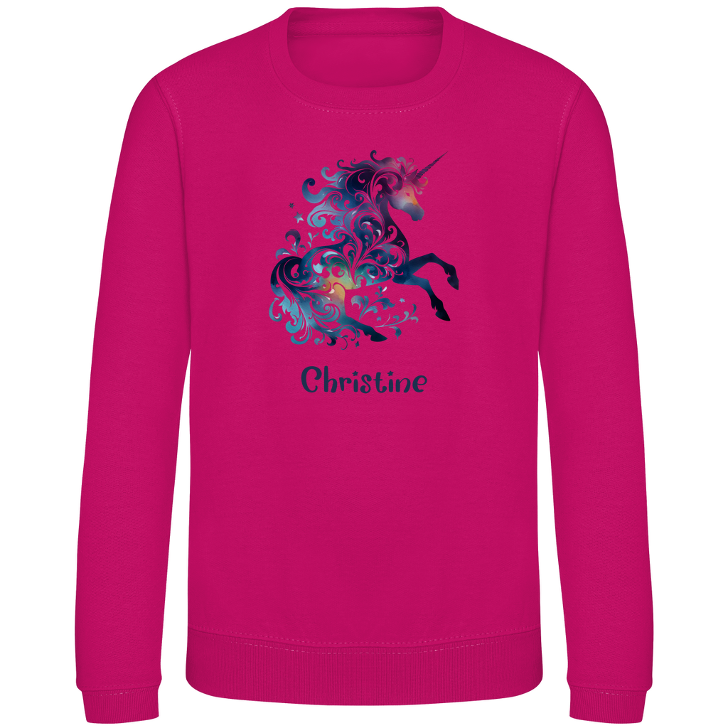 Kinder Sweatshirt Einhorn personalisiert mit Wunschname Geschenk Geburtstag