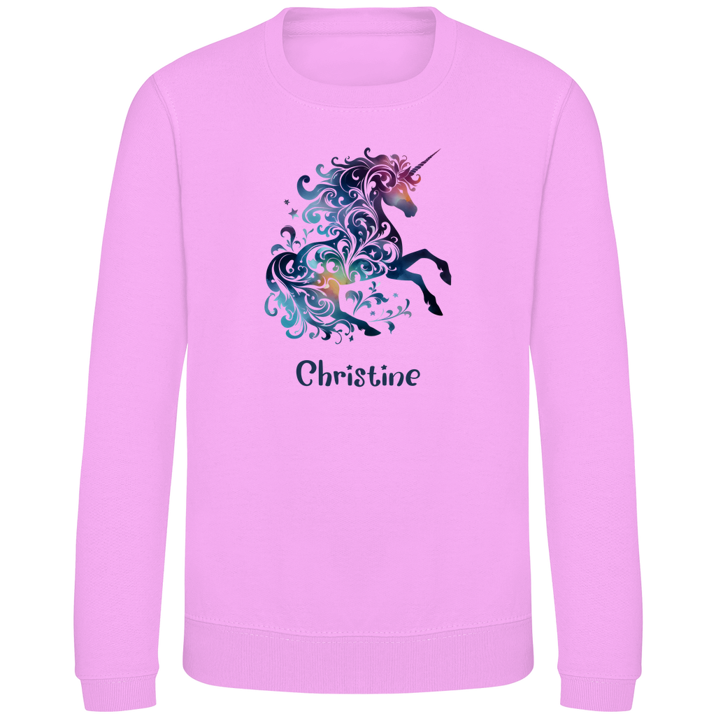 Kinder Sweatshirt Einhorn personalisiert mit Wunschname Geschenk Geburtstag