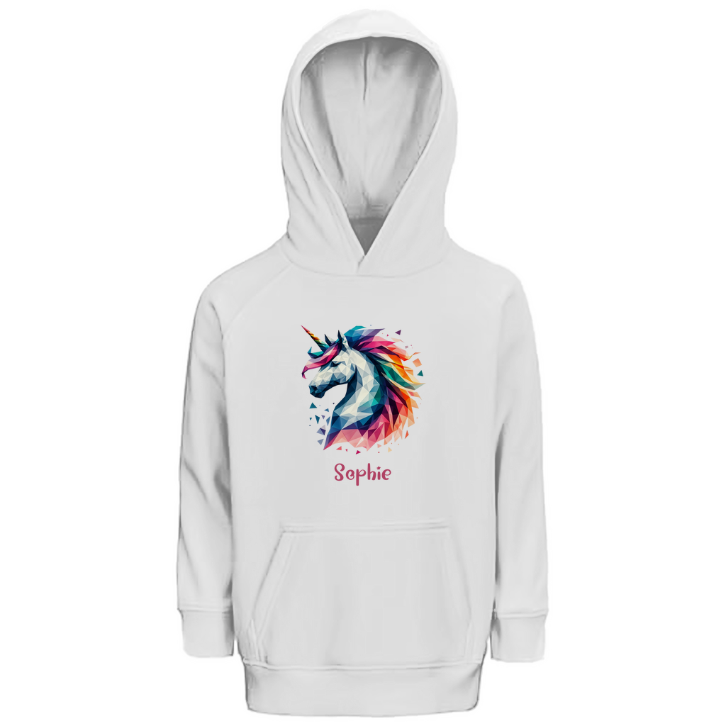 Kinder Premium Bio Hoodie Einhorn personalisiert mit Wunschname Geschenk