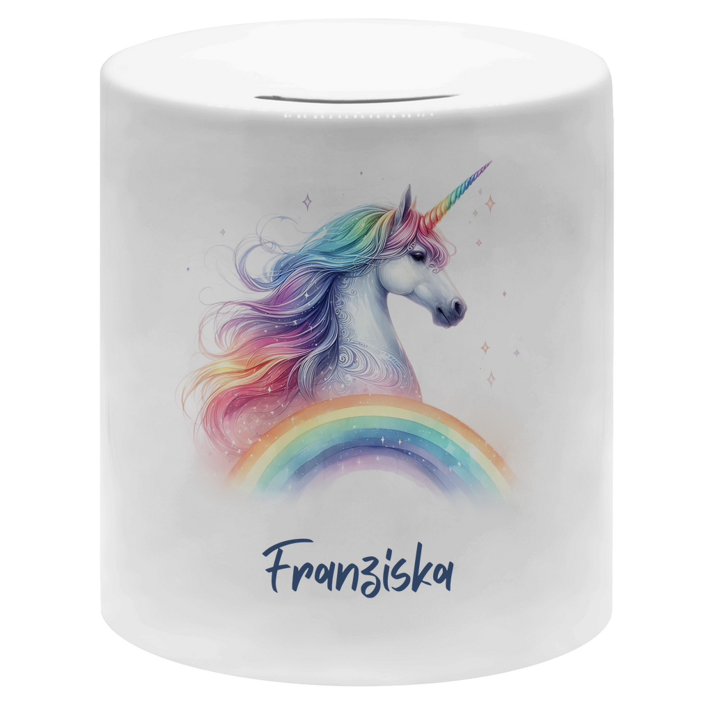 Spardose für Kinder Einhorn personalisiert mit Wunschname Geschenk Geburtstag