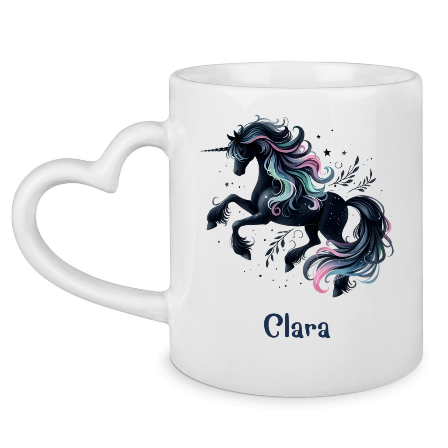 Tasse Herzgriff Einhorn personalisiert mit Wunschname Geschenk Geburtstag