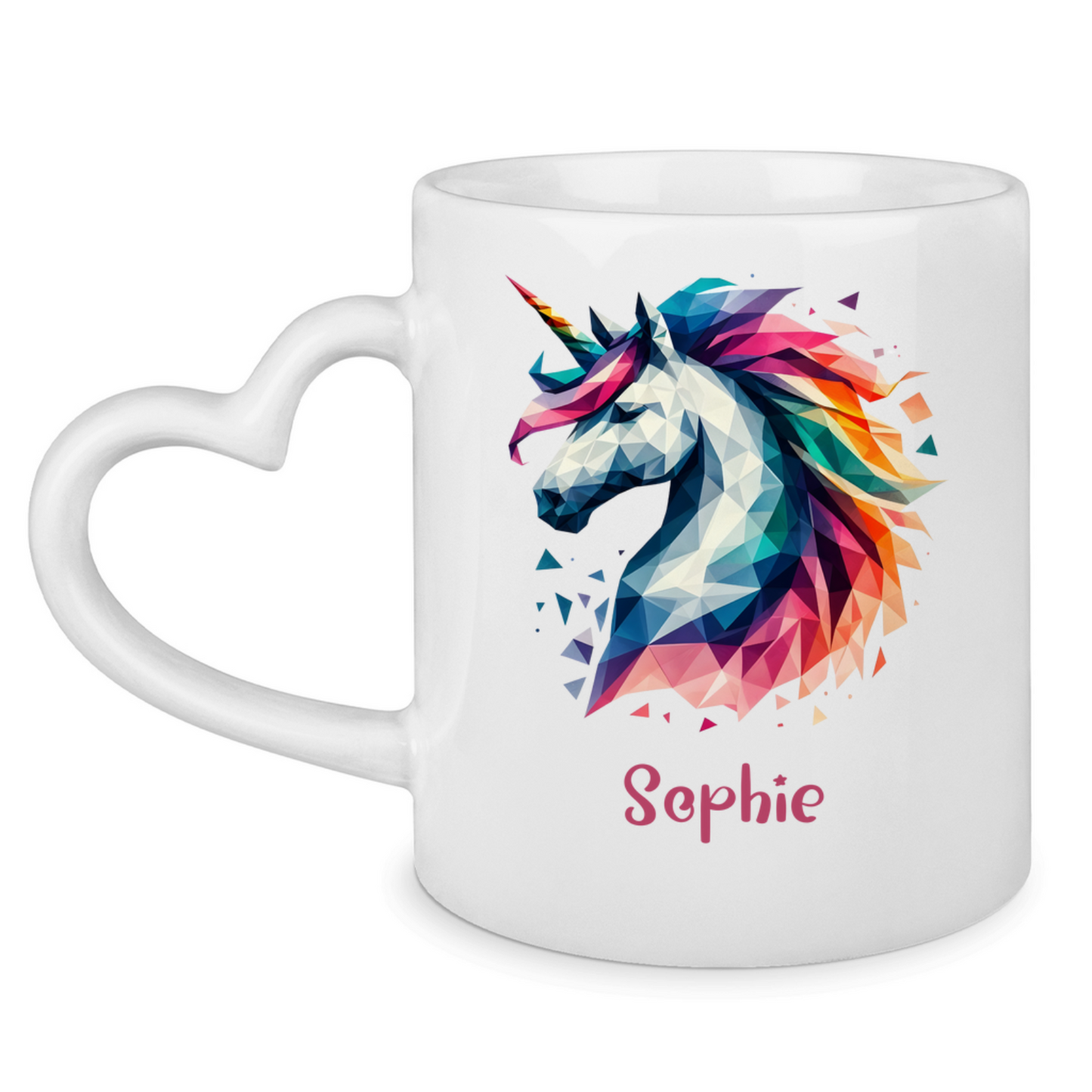 Tasse Herzgriff Einhorn personalisiert mit Wunschname Geschenk Geburtstag
