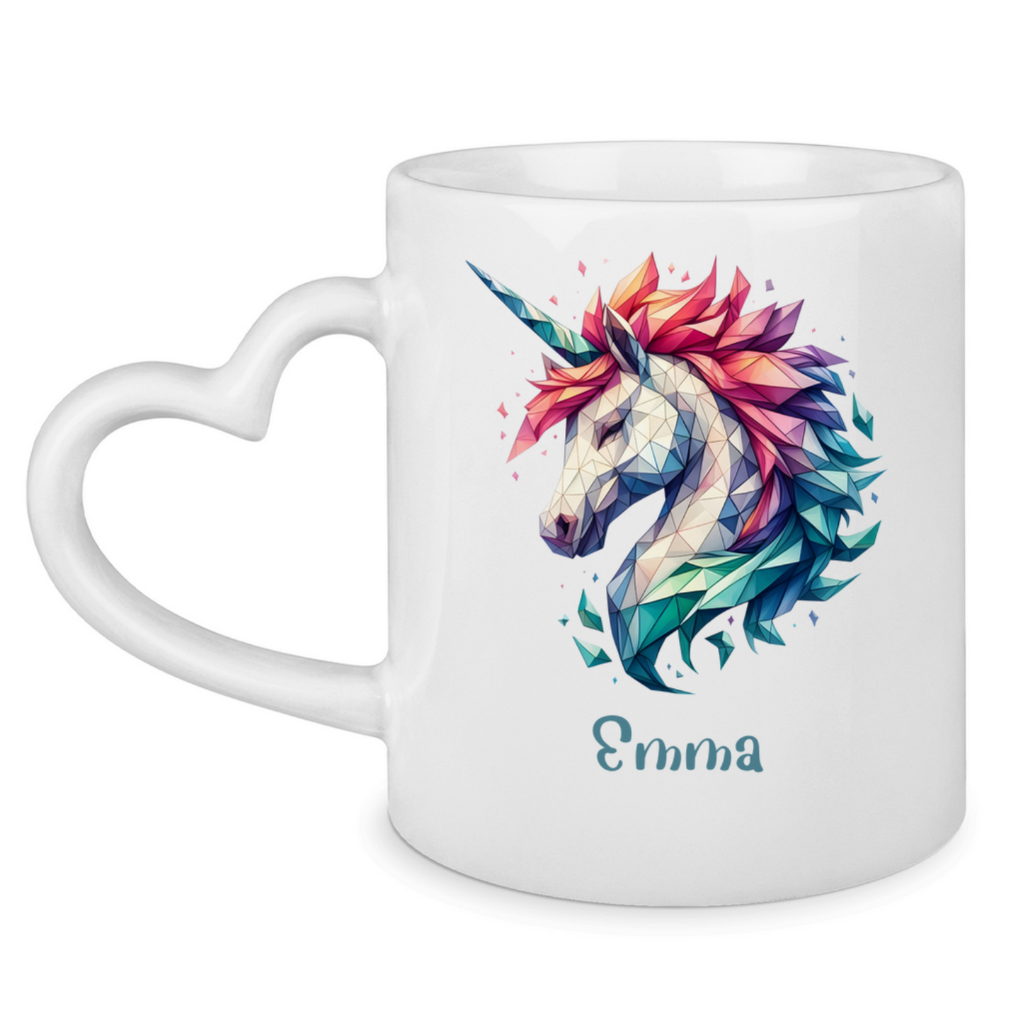 Tasse Herzgriff Einhorn personalisiert mit Wunschname Geschenk Geburtstag