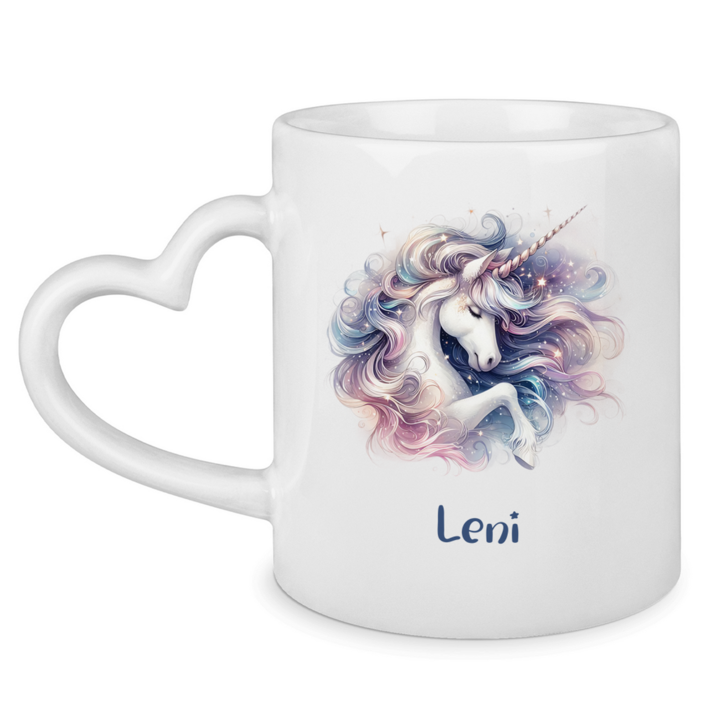 Tasse Herzgriff Einhorn personalisiert mit Wunschname Geschenk Geburtstag