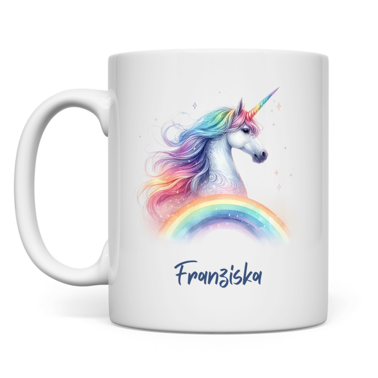 Tasse weiß Einhorn personalisiert mit Wunschname Geschenk Geburtstag