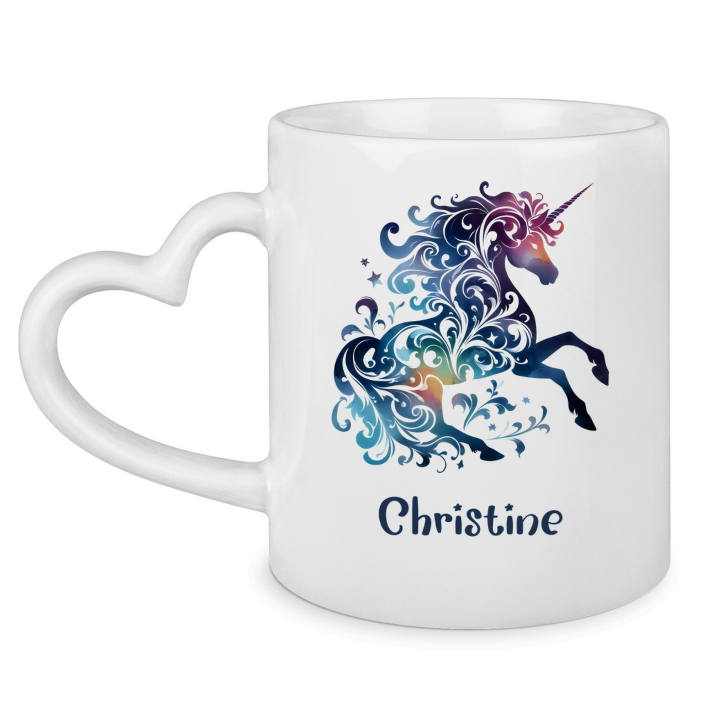 Tasse Herzgriff Einhorn personalisiert mit Wunschname Geschenk Geburtstag