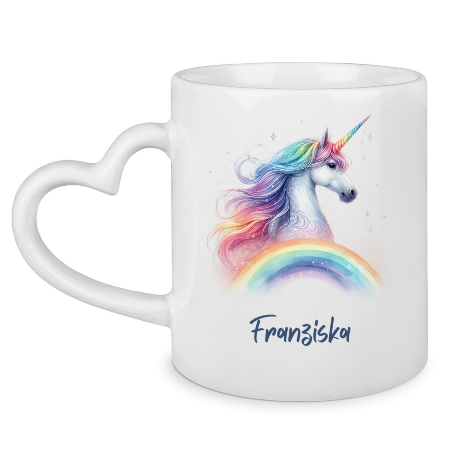 Tasse Herzgriff Einhorn personalisiert mit Wunschname Geschenk Geburtstag