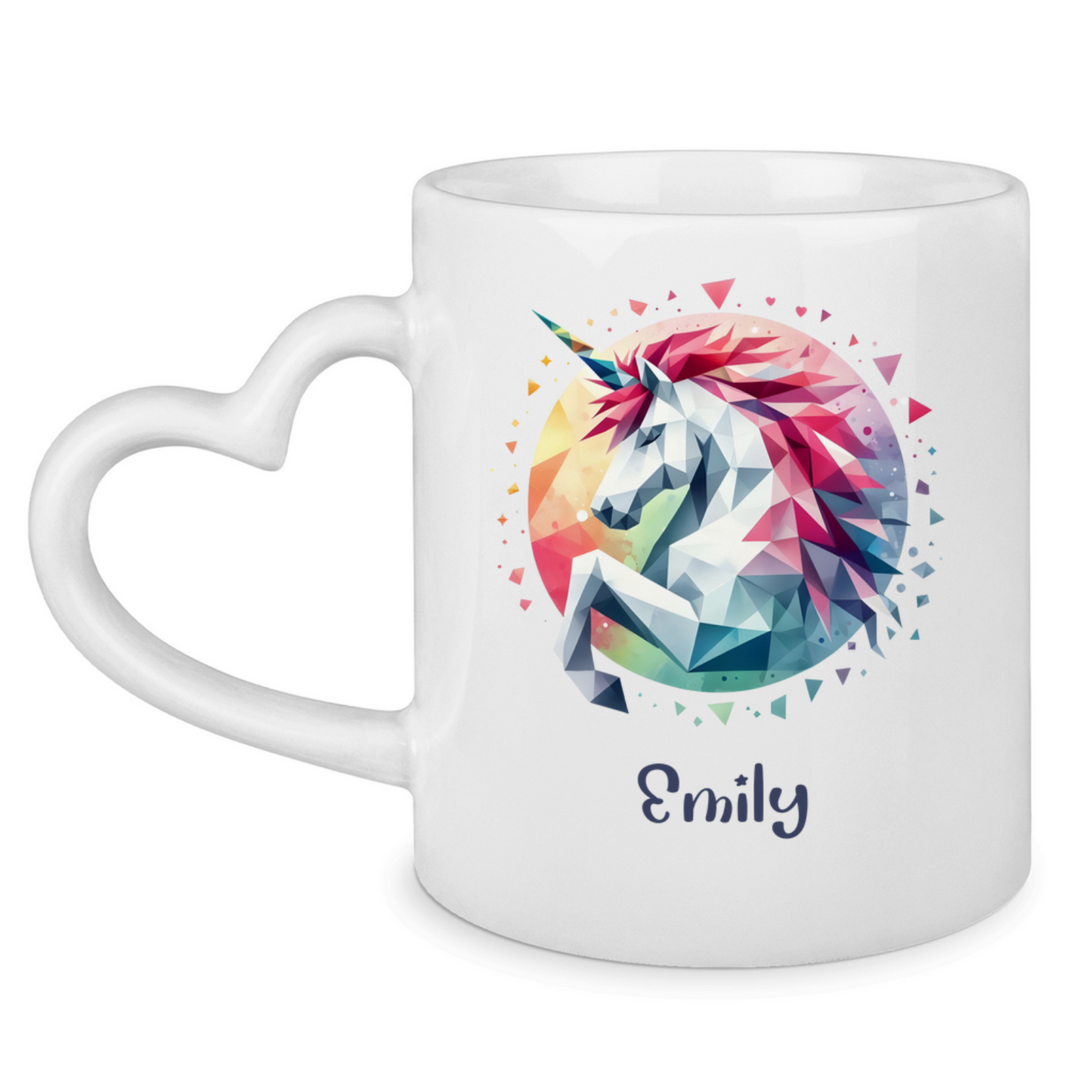 Tasse Herzgriff Einhorn personalisiert mit Wunschname Geschenk Geburtstag