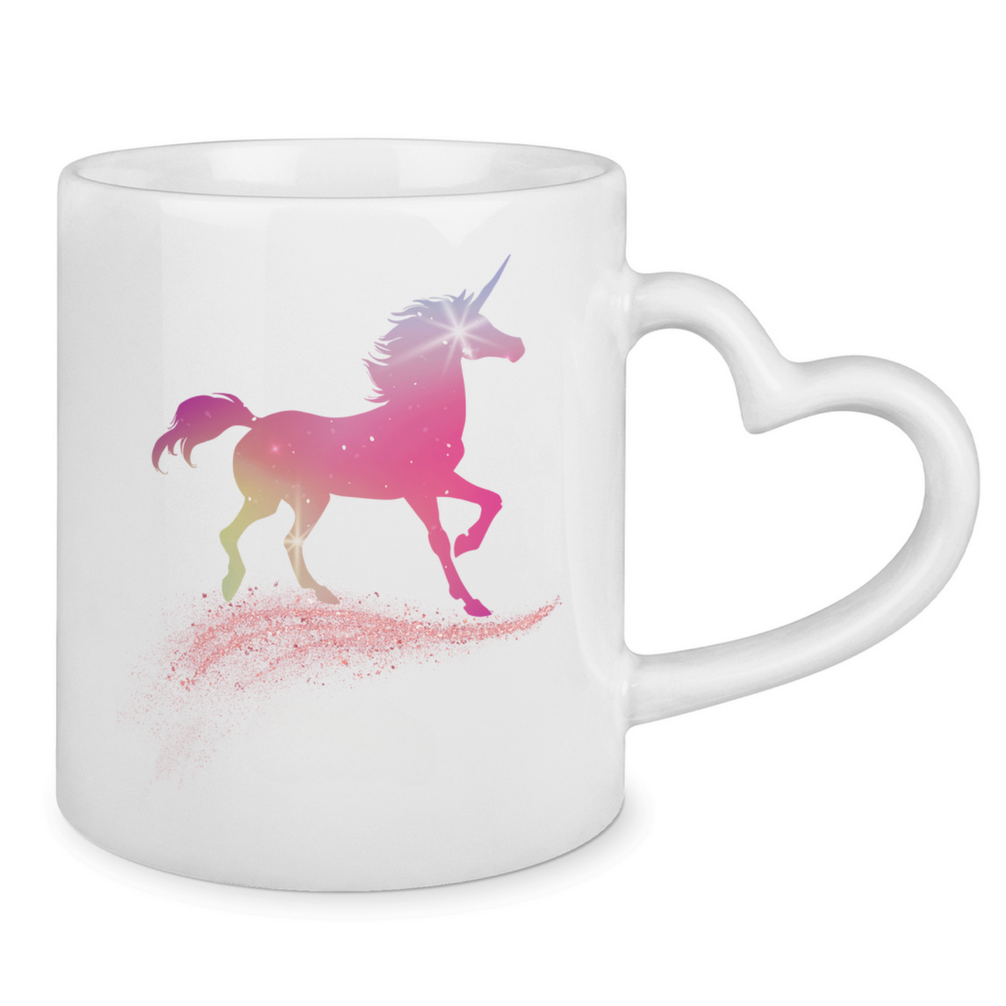 Tasse Herzgriff Einhorn personalisiert mit Wunschname Geschenk Geburtstag