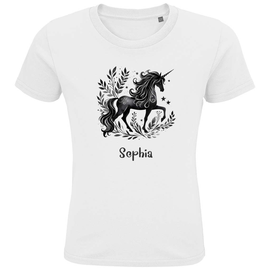 Kids Premium Bio T-Shirt Einhorn personalisiert mit Wunschname Geschenk Geburtstag