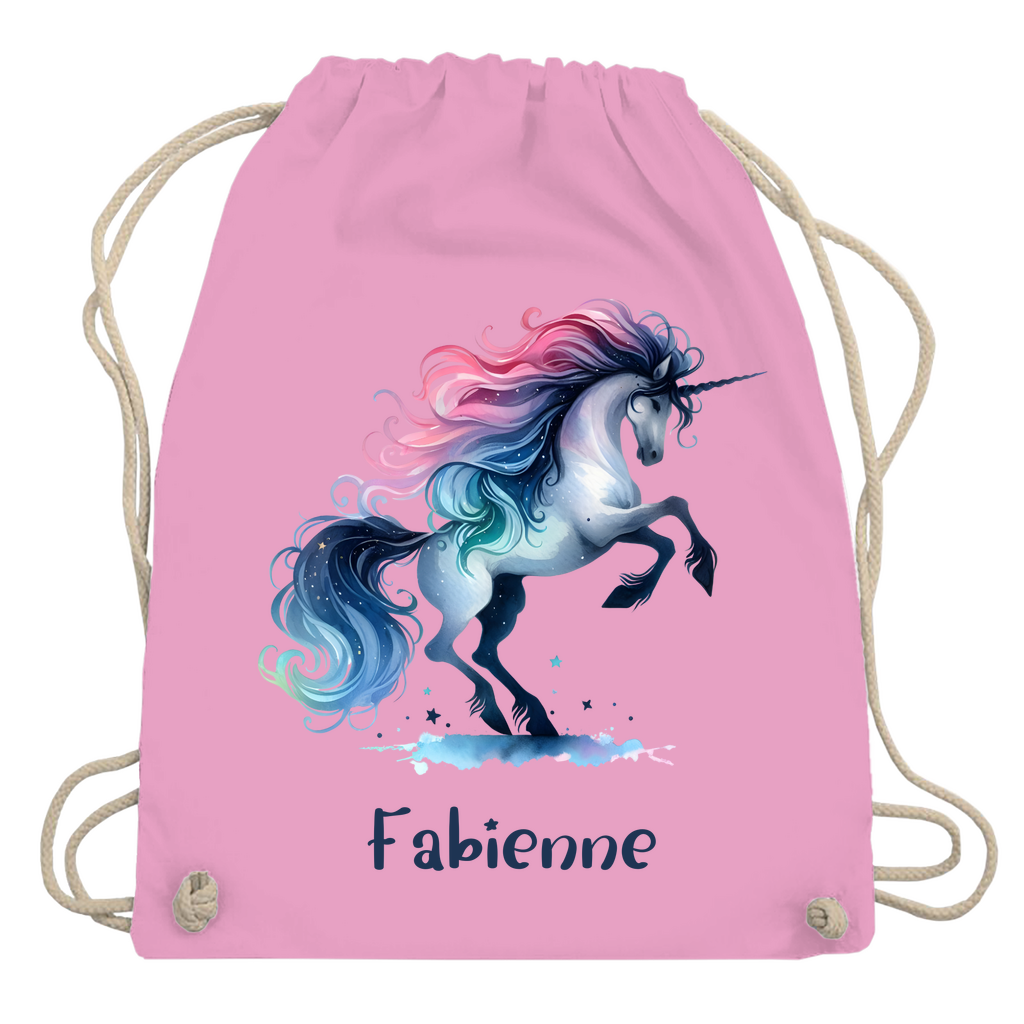 Turnbeutel Einhorn personalisiert mit Wunschname Geschenk Geburtstag