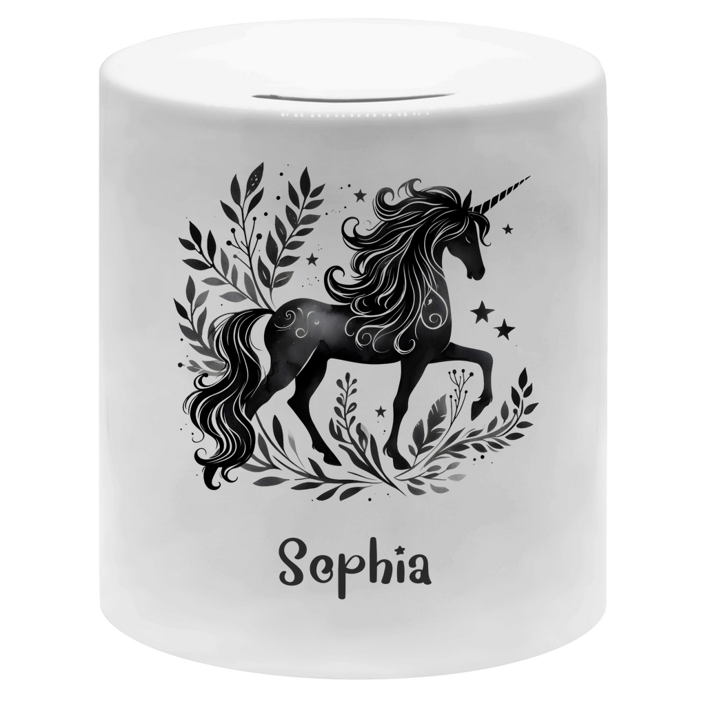 Spardose für Kinder Einhorn personalisiert mit Wunschname Geschenk Geburtstag