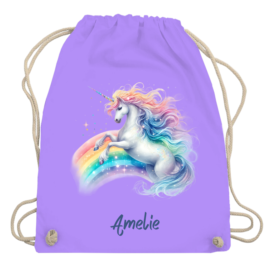 Turnbeutel Einhorn personalisiert mit Wunschname Geschenk Geburtstag