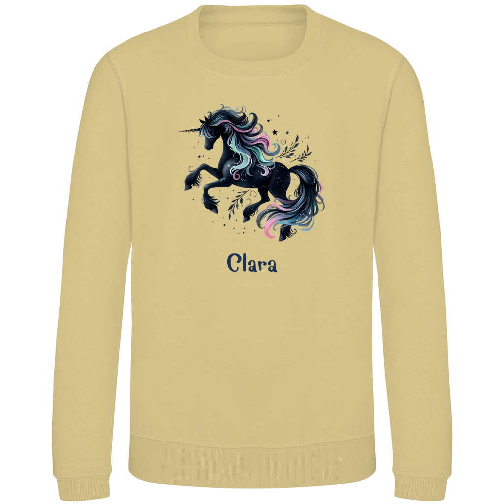 Kinder Sweatshirt Einhorn personalisiert mit Wunschname Geschenk Geburtstag