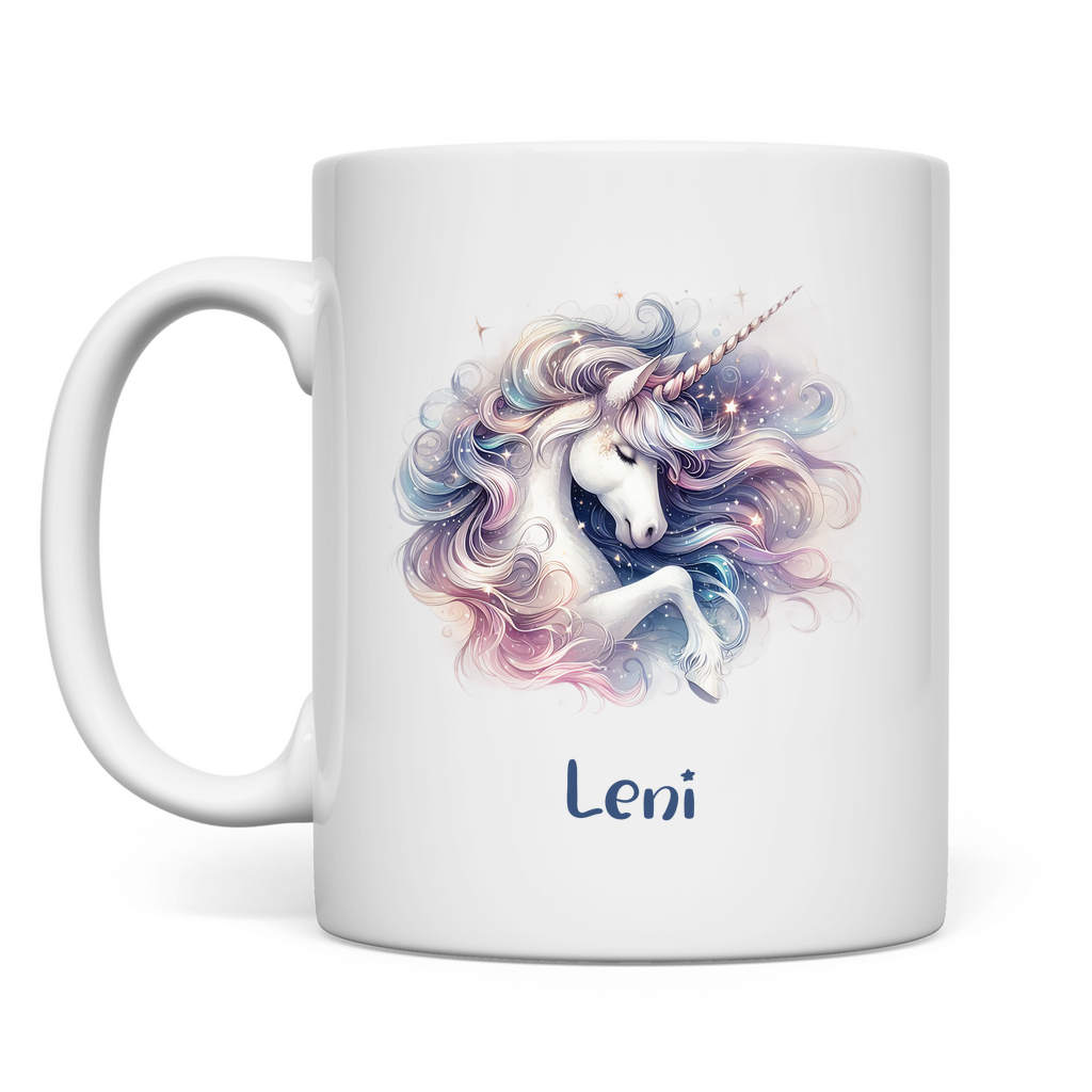Tasse weiß Einhorn personalisiert mit Wunschname Geschenk Geburtstag