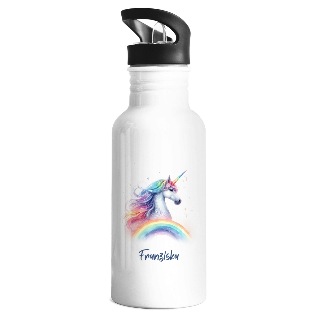 Edelstahl Trinkflasche Einhorn personalisiert mit Wunschname Geschenk Geburtstag