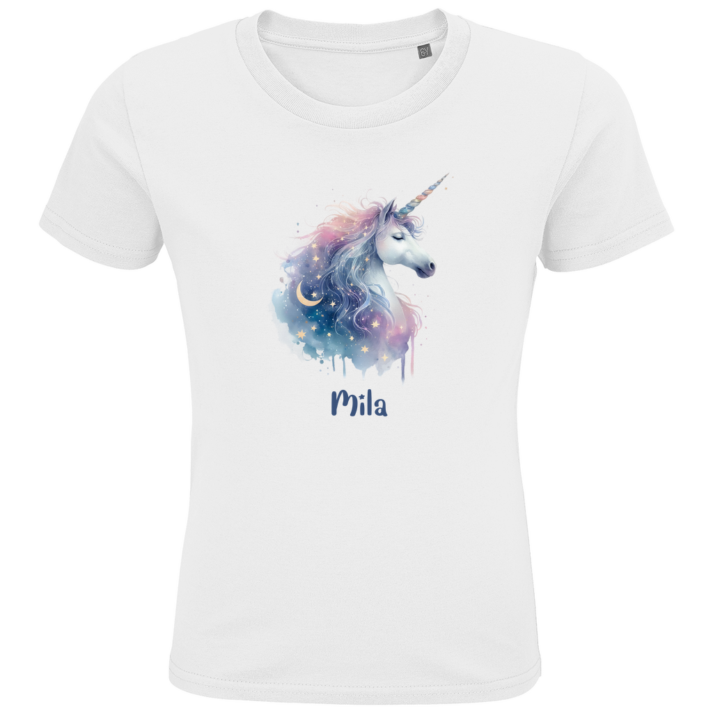 Kids Premium Bio T-Shirt Einhorn personalisiert mit Wunschname Geschenk Geburtstag