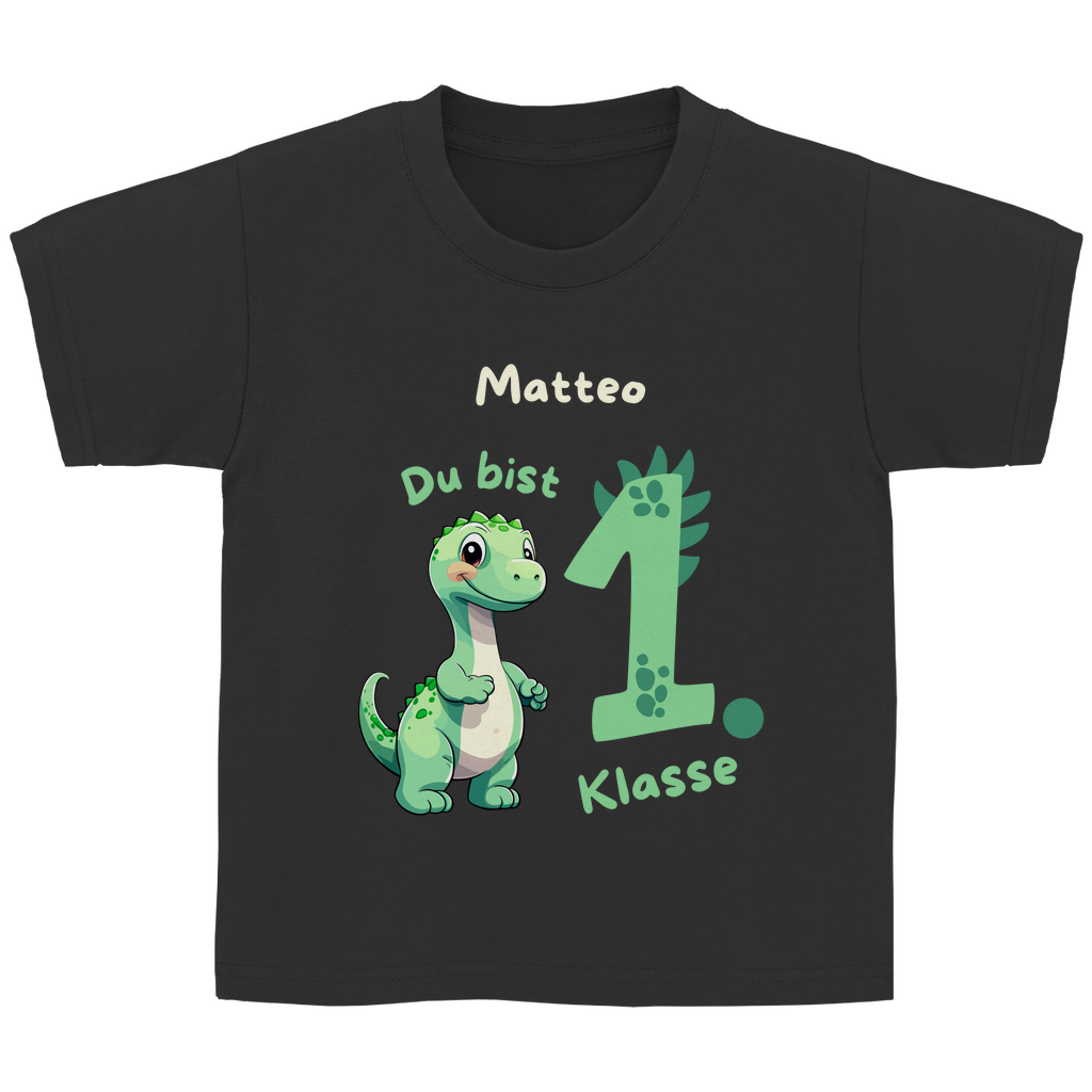 T-Shirt Schulanfang personalisiert Dinosaurier Junge Geschenk Einschulung Schultüte