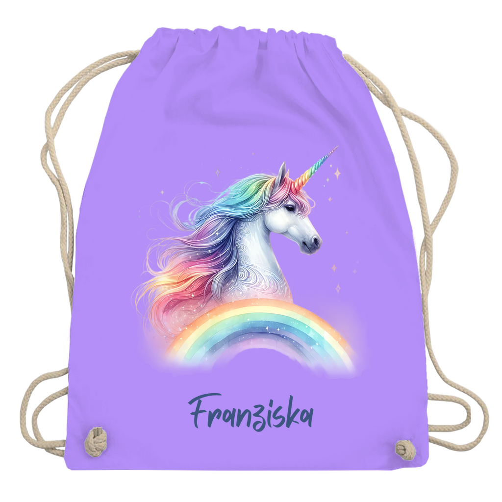 Turnbeutel Einhorn personalisiert mit Wunschname Geschenk Geburtstag