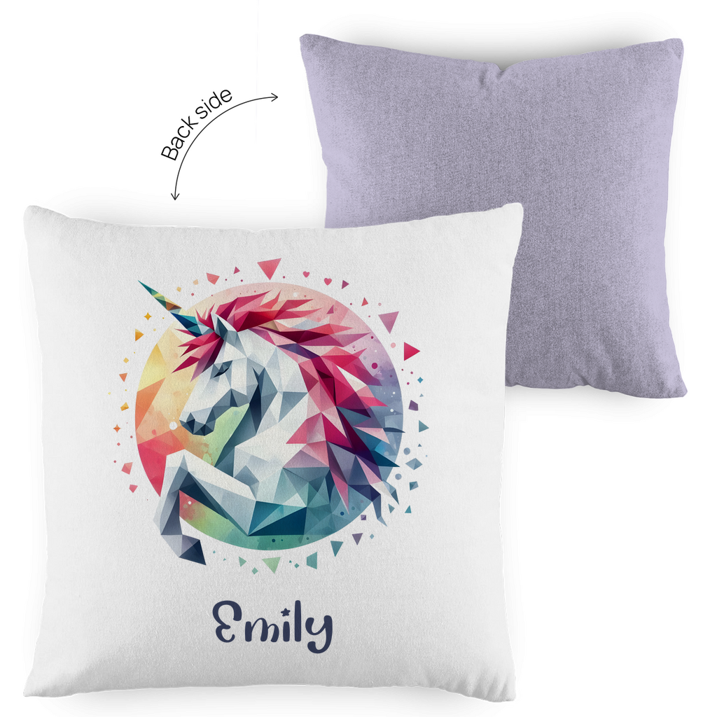 Kopfkissen Einhorn personalisiert mit Wunschname 40x40 cm mit Füllung zweifarbig