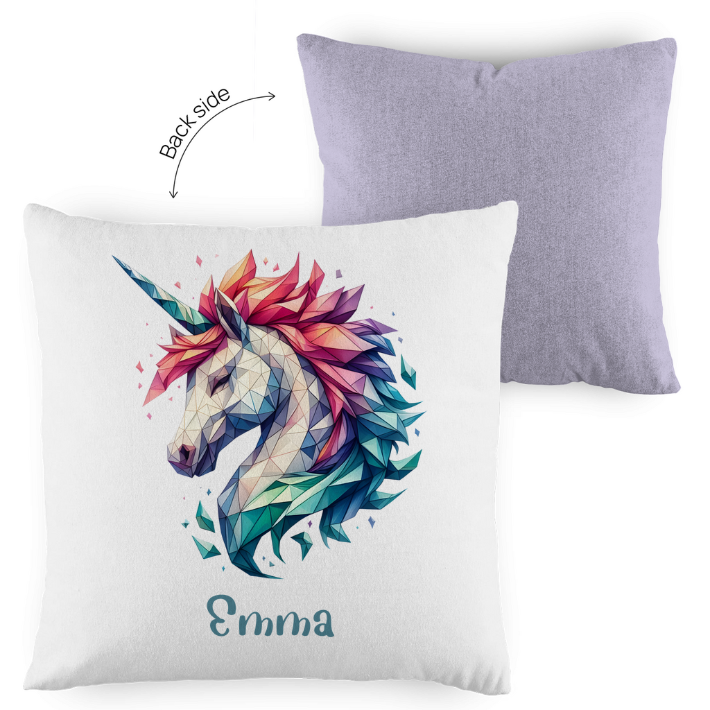 Kopfkissen Einhorn personalisiert mit Wunschname 40x40 cm mit Füllung zweifarbig