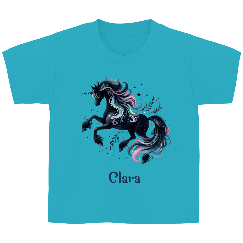 Kinder Basic T-Shirt Einhorn personalisiert mit Wunschname Geschenk Geburtstag