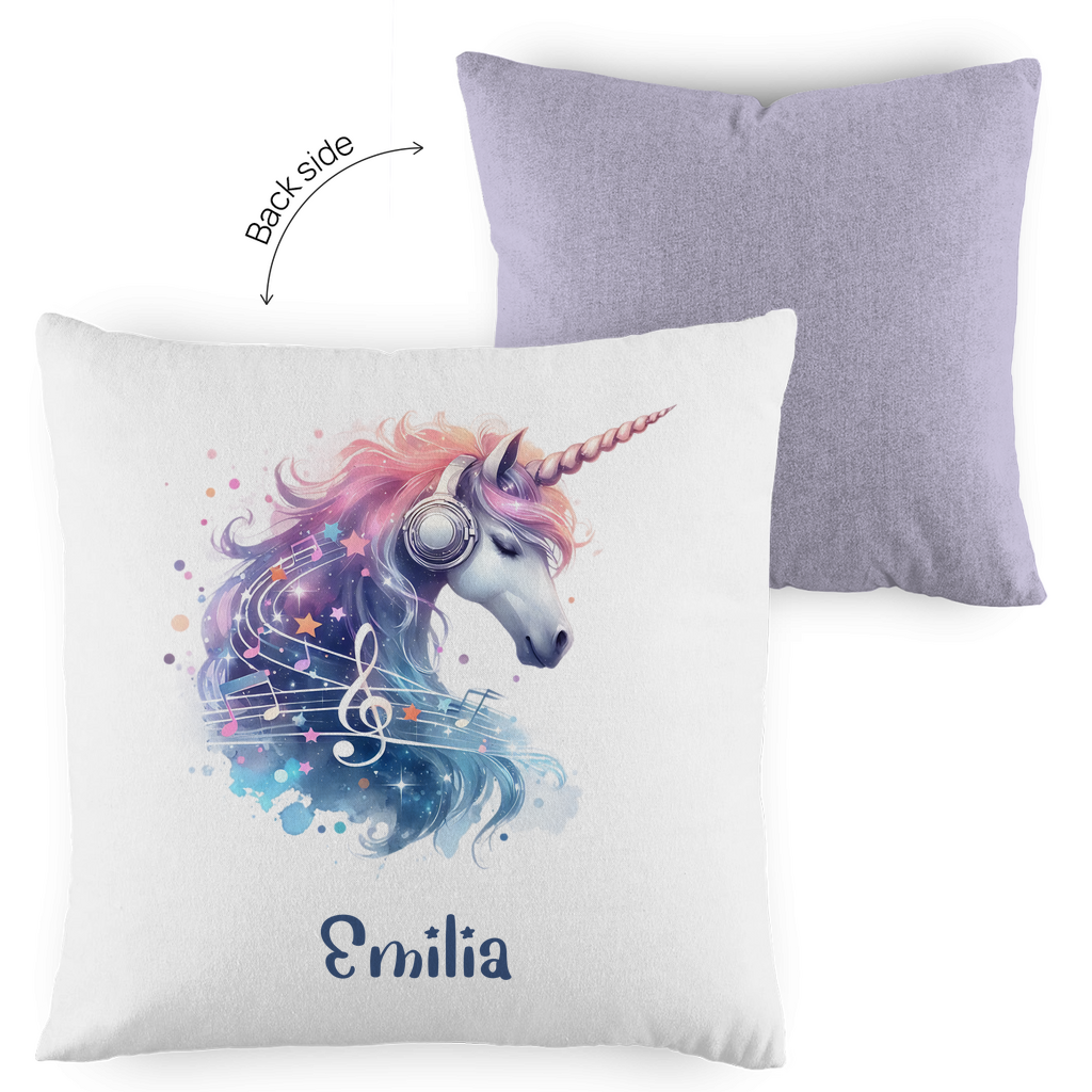 Kopfkissen Einhorn personalisiert mit Wunschname 40x40 cm mit Füllung zweifarbig