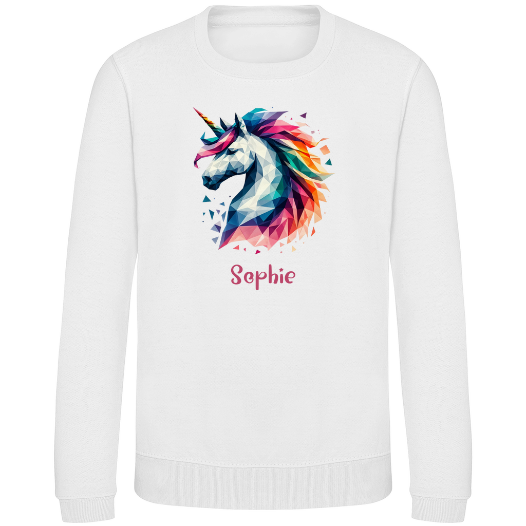 Kinder Sweatshirt Einhorn personalisiert mit Wunschname Geschenk Geburtstag