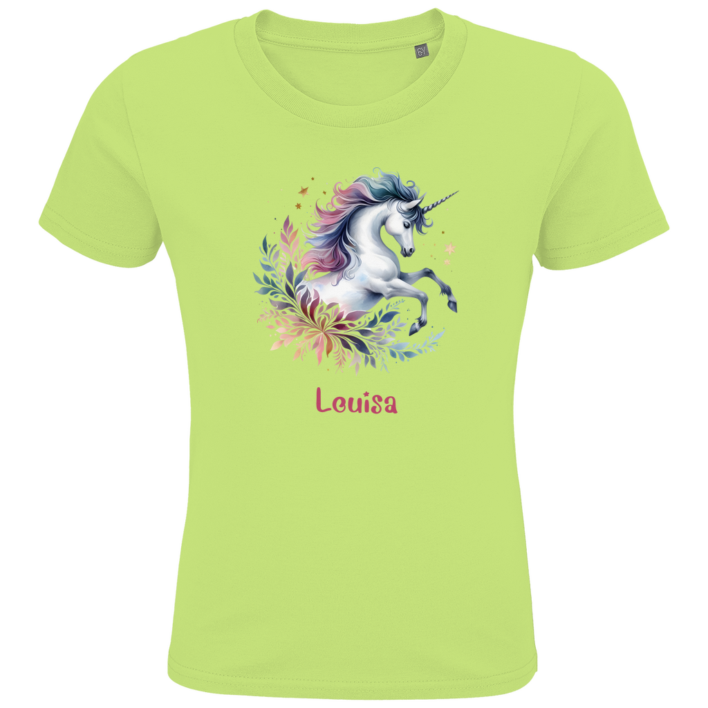 Kids Premium Bio T-Shirt Einhorn personalisiert mit Wunschname Geschenk Geburtstag