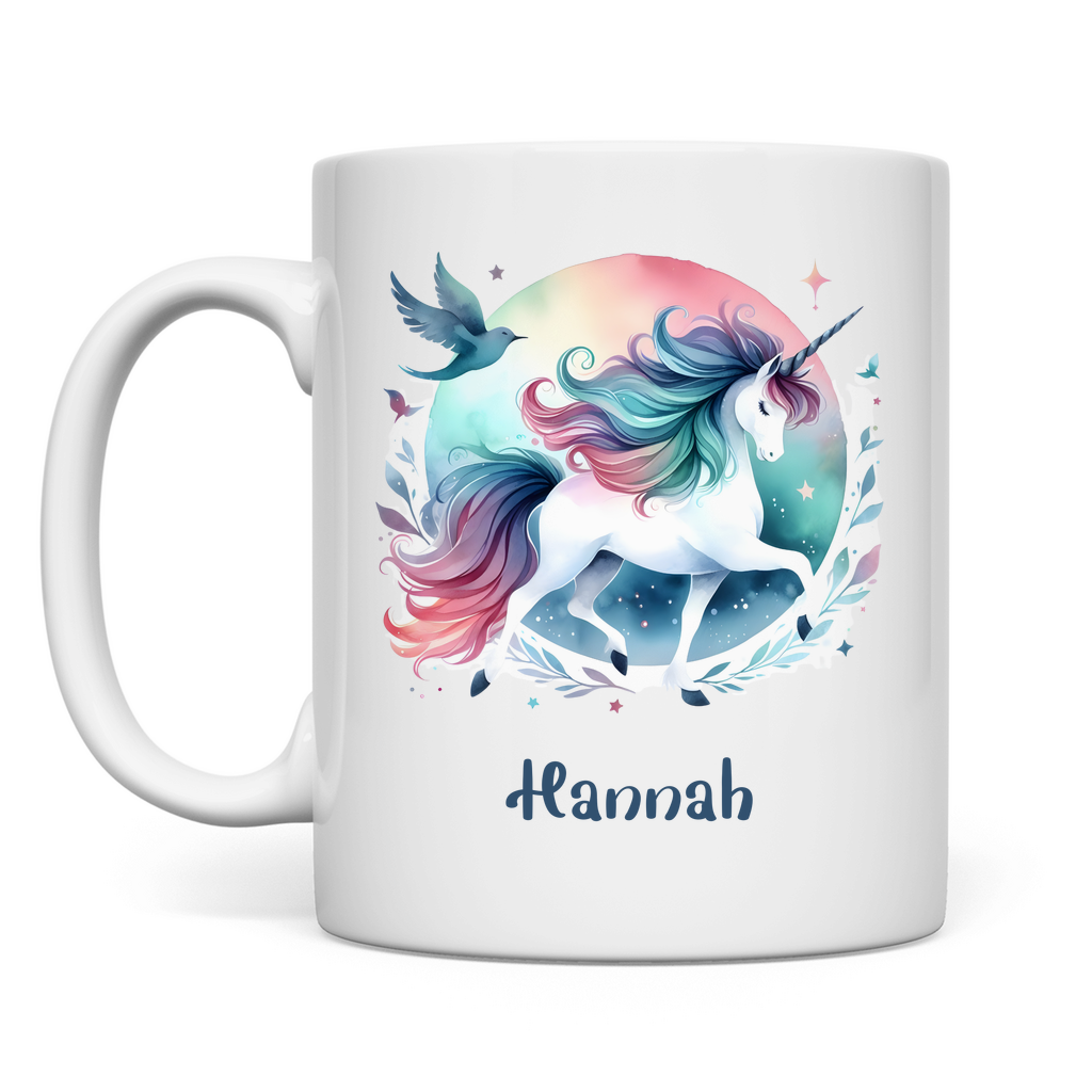 Tasse weiß Einhorn personalisiert mit Wunschname Geschenk Geburtstag