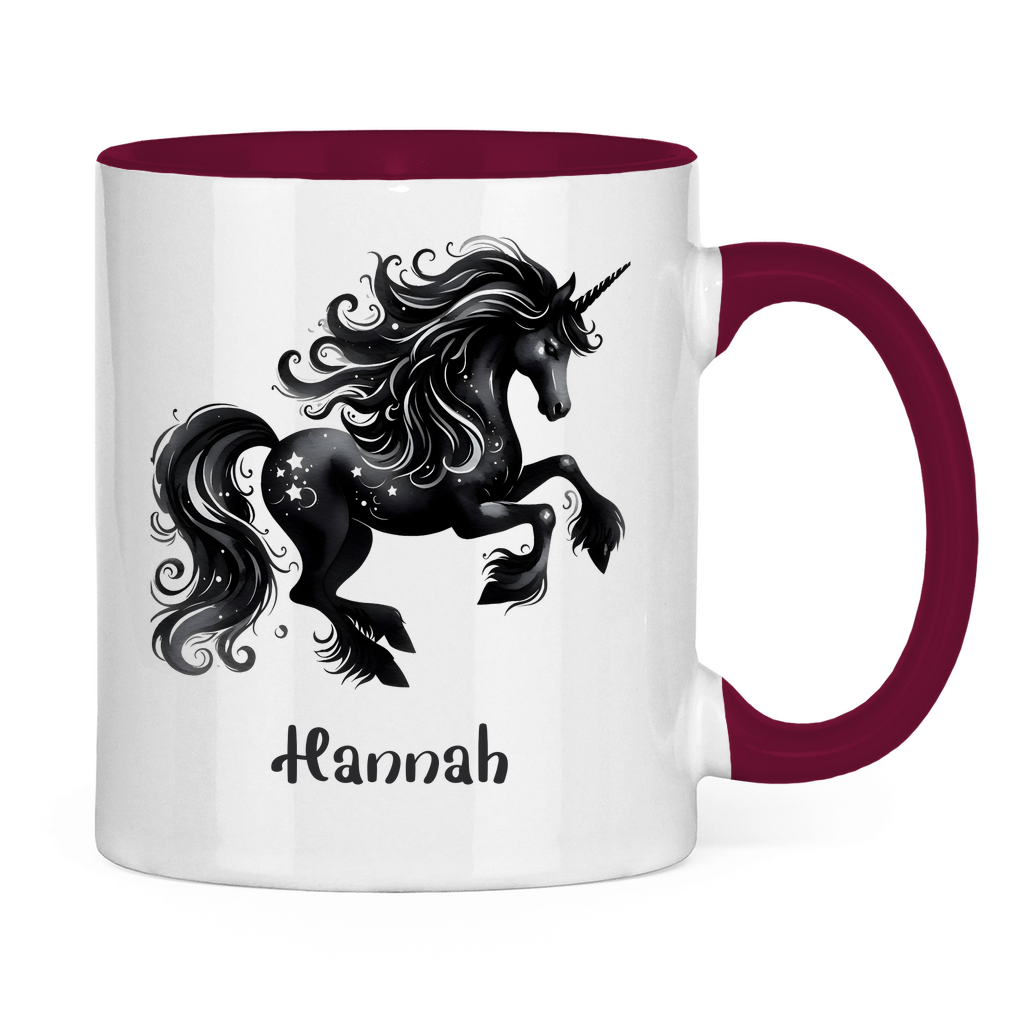 Tasse zweifarbig Einhorn personalisiert mit Wunschname Geschenk Geburtstag