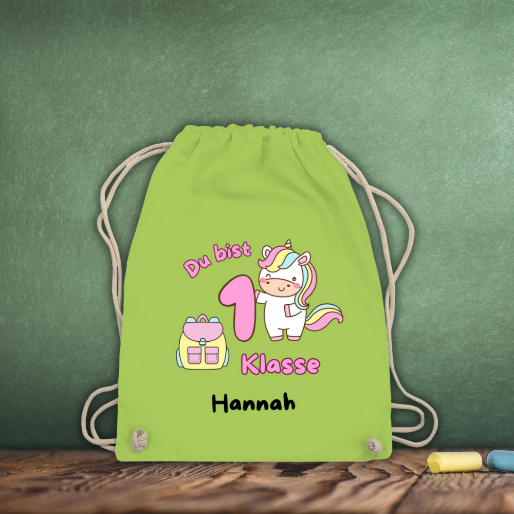 Sportbeutel Schule personalisiert Einhorn Mädchen Turnbeutel 37x46 cm