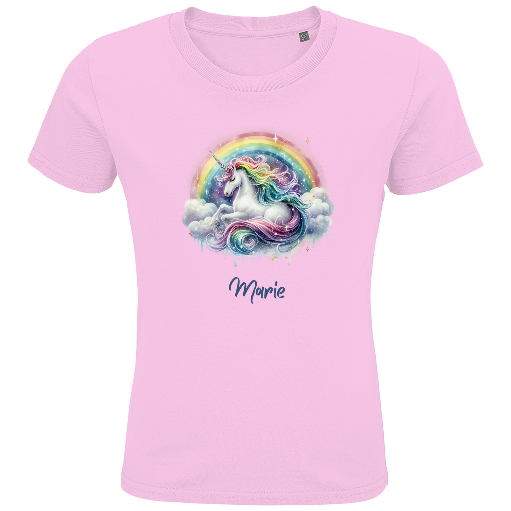 Kids Premium Bio T-Shirt Einhorn personalisiert mit Wunschname Geschenk Geburtstag