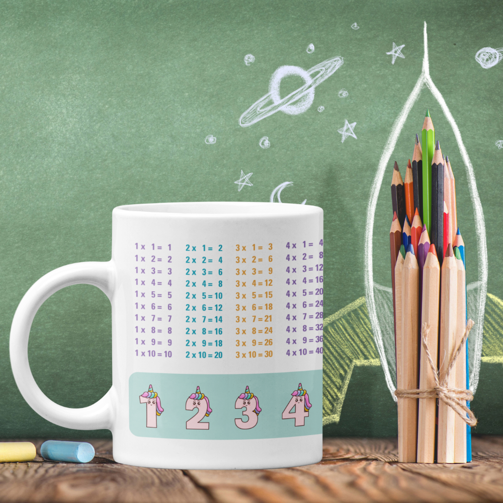 Lerntasse Mathe 1x1 Einhorn Zahlen Tasse Lernhilfe Schulkind Mädchen