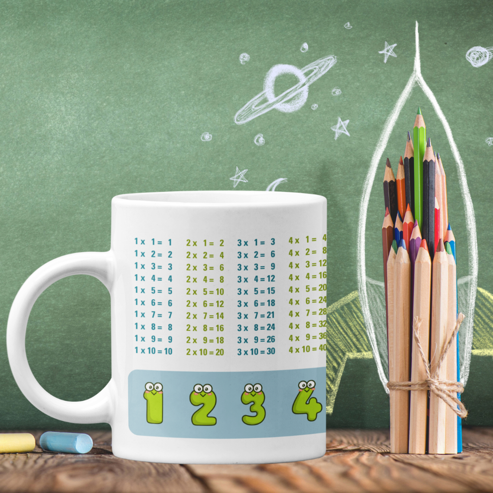 Lerntasse Mathe 1x1 Frosch Zahlen Tasse Lernhilfe Schulkind Junge Mädchen