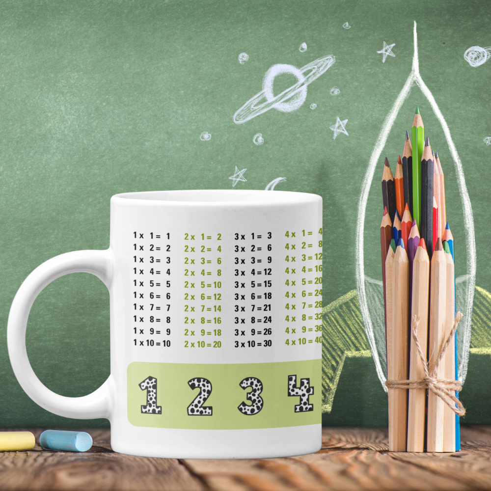 Lerntasse Mathe 1x1 Dalmatiner Zahlen Tasse Lernhilfe Schulkind Junge Mädchen