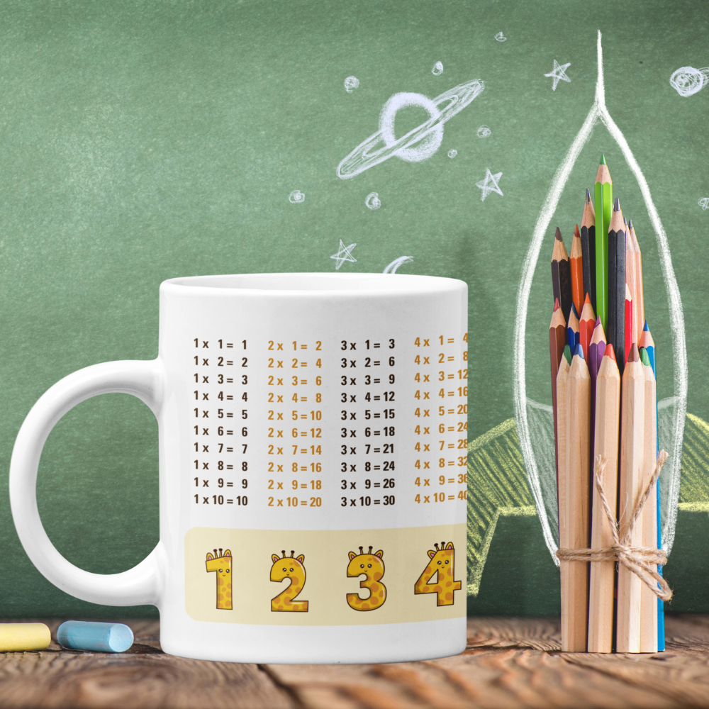 Lerntasse Mathe 1x1 Giraffe Zahlen Tasse Lernhilfe Schulkind Junge Mädchen