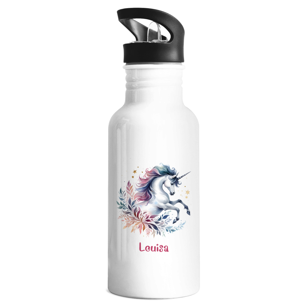 Edelstahl Trinkflasche Einhorn personalisiert mit Wunschname Geschenk Geburtstag